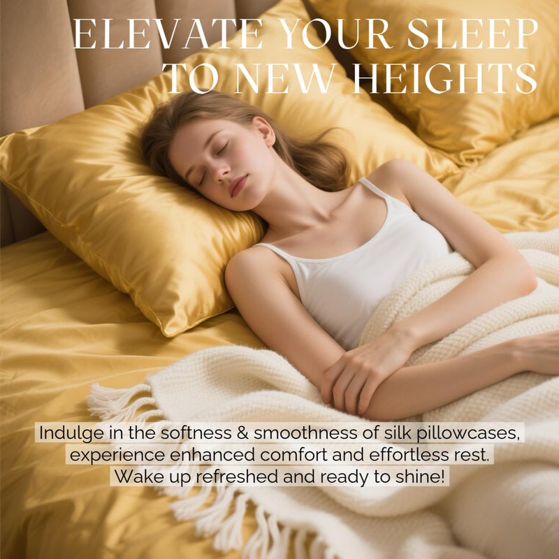 Ravmix Silk Pillow Cases with Zipper, 21momme Mulberry Silk Pillowcase for Hair Skin Health, Soft Smooth Breathable Cool Pillow Cover for Beauty Sleep with Gift Box 1PC(Queen 20"x30", Gold) - Image 4